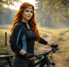 Sie steigt auf das Fahrrad und fährt los